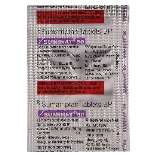 Sumatriptan 50mg( Suminat 50mgTablet ) - Image 3